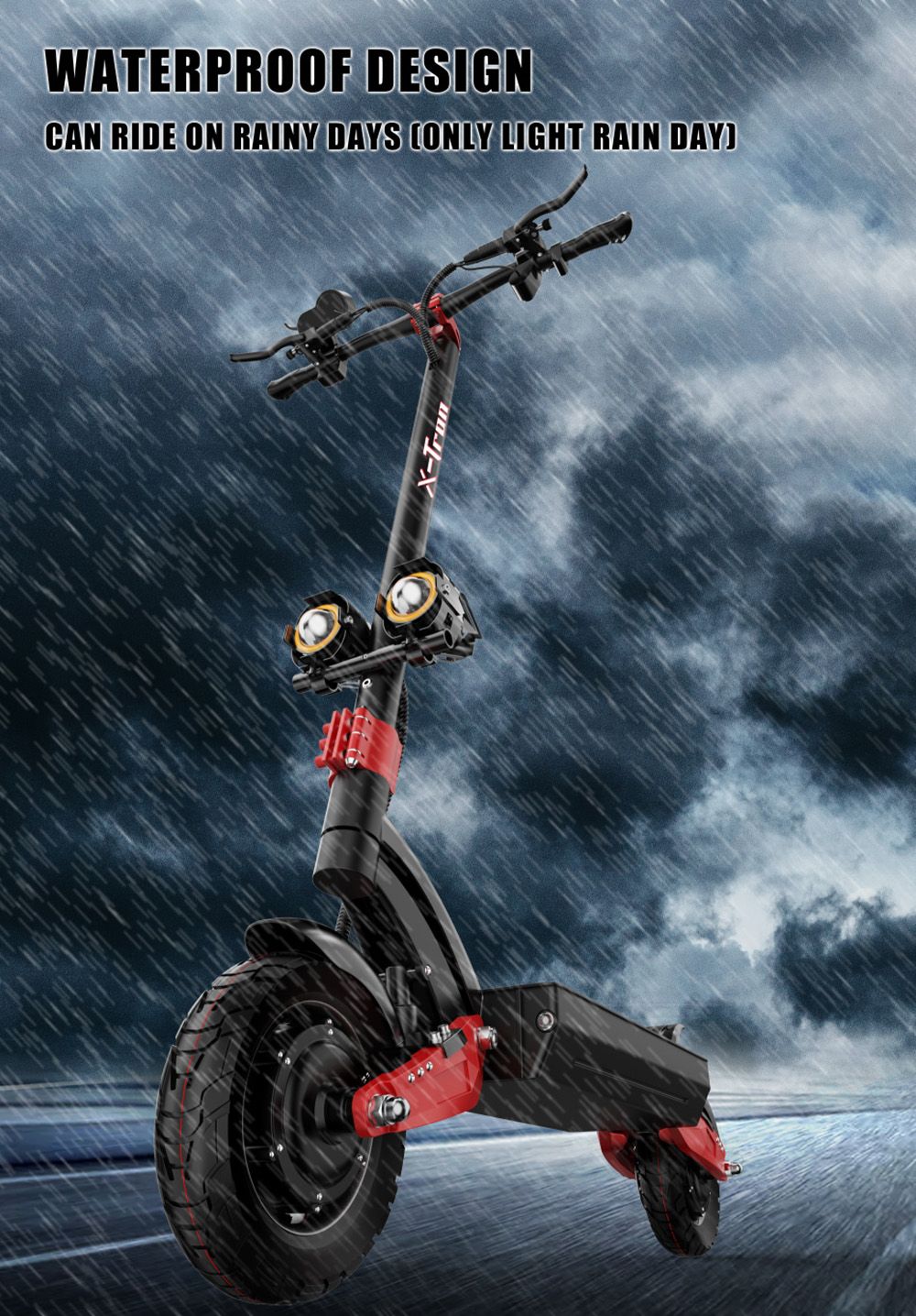 X-Tron X10 Pro 10'' Folding Off-Road Electric Scooter 1600W *2 Motor 60V 20.8Ah Battery Max speed 65-70km/h Max load 150KG - Red