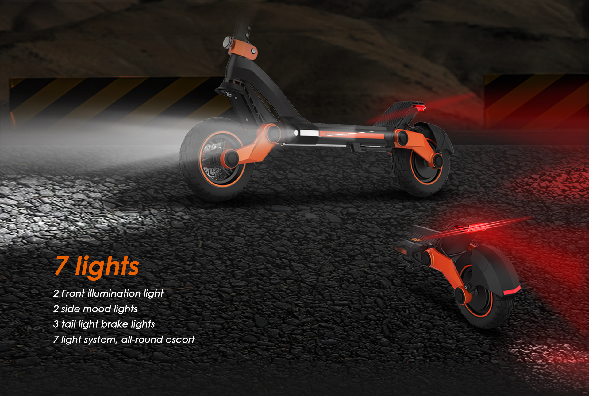 KUGOO KIRIN G3 Adventurers Electric Scooter 10.5 Inch 1200W Rear Motor 52V 18Ah Lithium battery Max Speed 50KM/H Touchable Display Control Panel TPU Suspension System IPX4 - Black