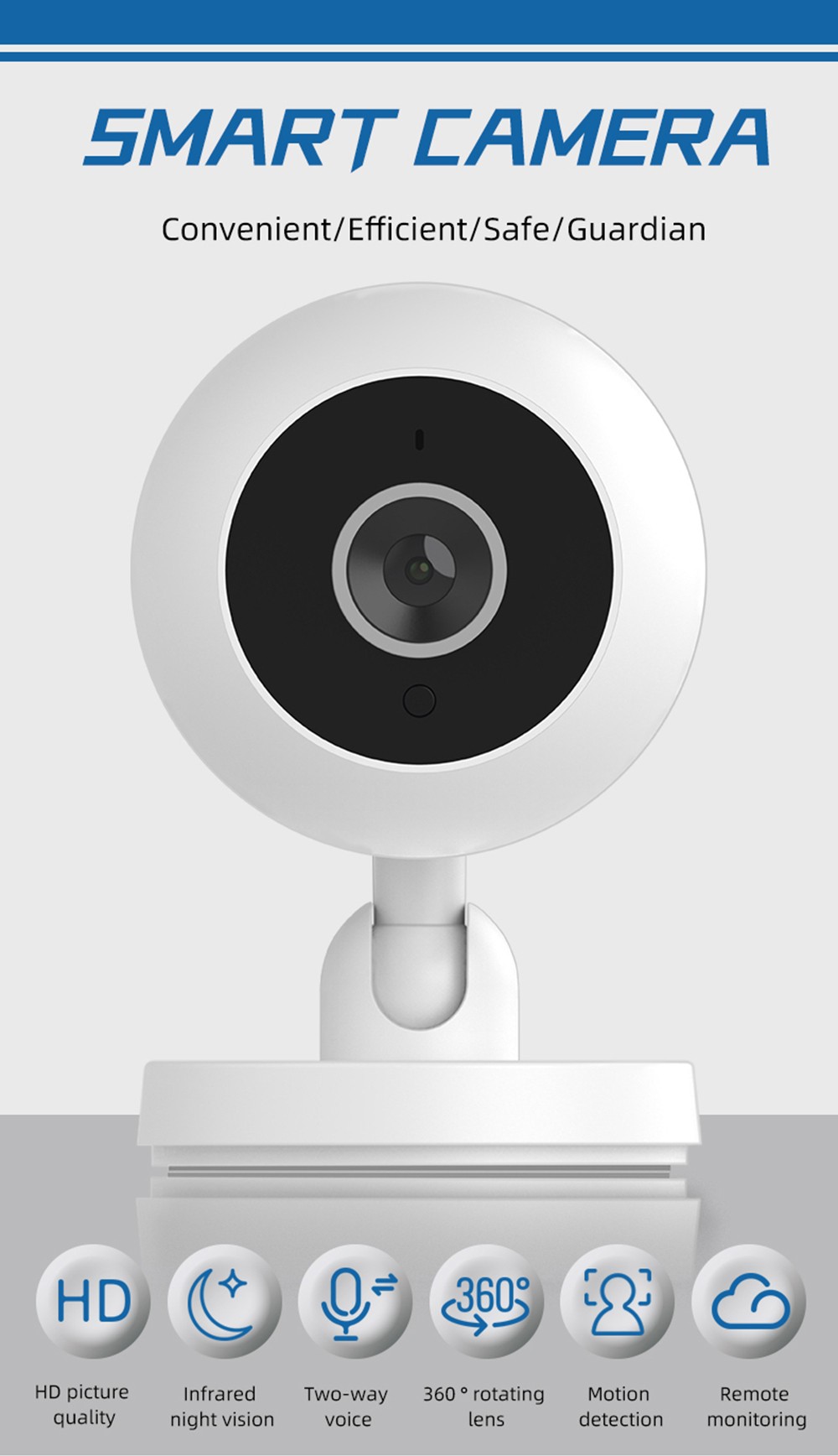 A2 Indoor Security Camera, Baby Monitor Smart Home IP Wi-Fi Camera with Night Vision/2.4GHZ/Motion Detection/2-Way Voice