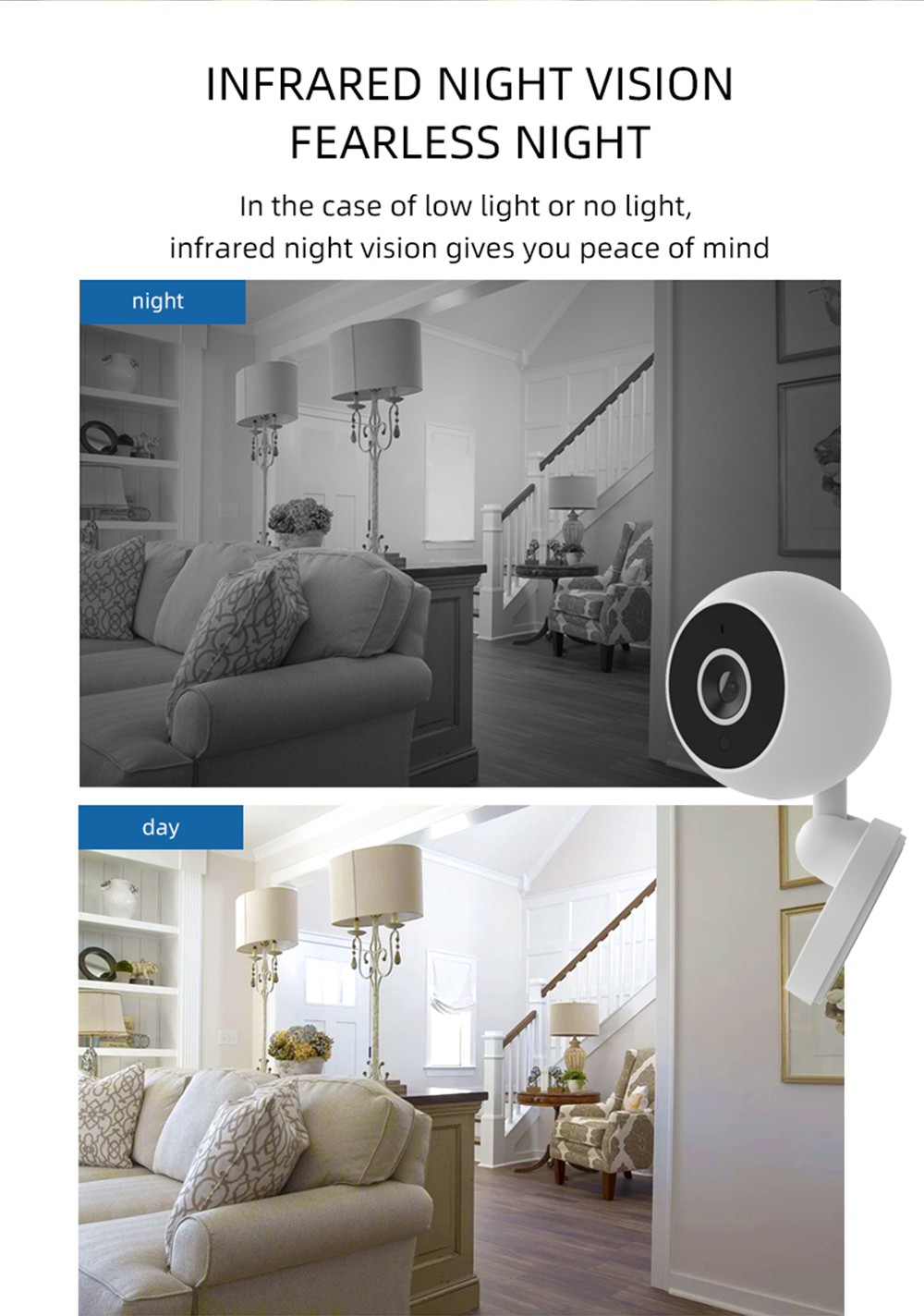 A2 Indoor Security Camera, Baby Monitor Smart Home IP Wi-Fi Camera with Night Vision/2.4GHZ/Motion Detection/2-Way Voice