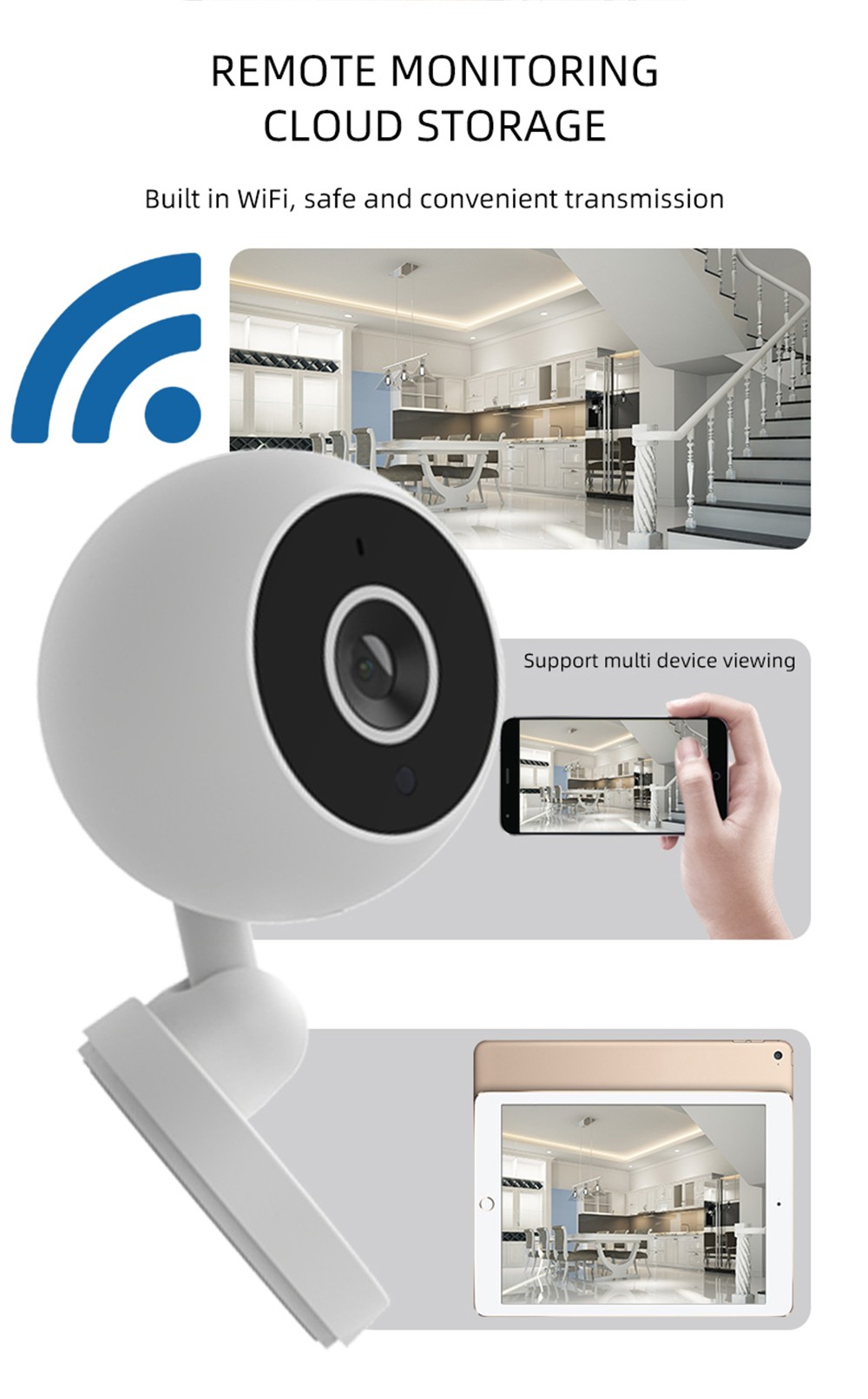 A2 Indoor Security Camera, Baby Monitor Smart Home IP Wi-Fi Camera with Night Vision/2.4GHZ/Motion Detection/2-Way Voice