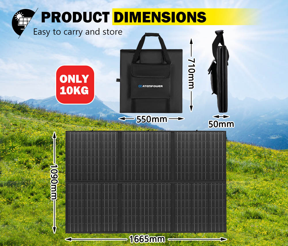 ATEM POWER 12V 300W Folding Solar Panel, PET Films, MPPT Controller, USB Charging, Flexible Solar Blanket Mat Kit