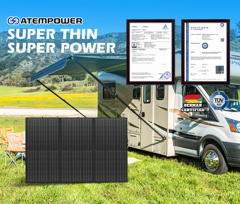 ATEM POWER 12V 300W Folding Solar Panel, PET Films, MPPT Controller, USB Charging, Flexible Solar Blanket Mat Kit