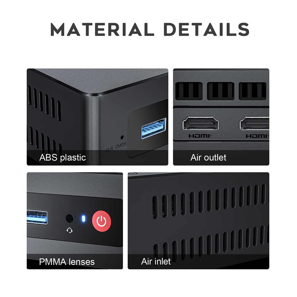 Beelink MINI S Mini PC Intel Jasper Lake N5095 8GB RAM/128GB SSD 2.4G+5G WIFI Bluetooth 1000Mbps LAN 2xHDMI - UK Adapter