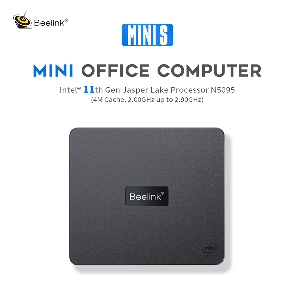 Beelink MINI S Mini PC Intel Jasper Lake N5095 8GB RAM/256GB SSD 2.4G+5G WiFi Bluetooth 1000Mbps LAN 2xHDMI - EU Adapter