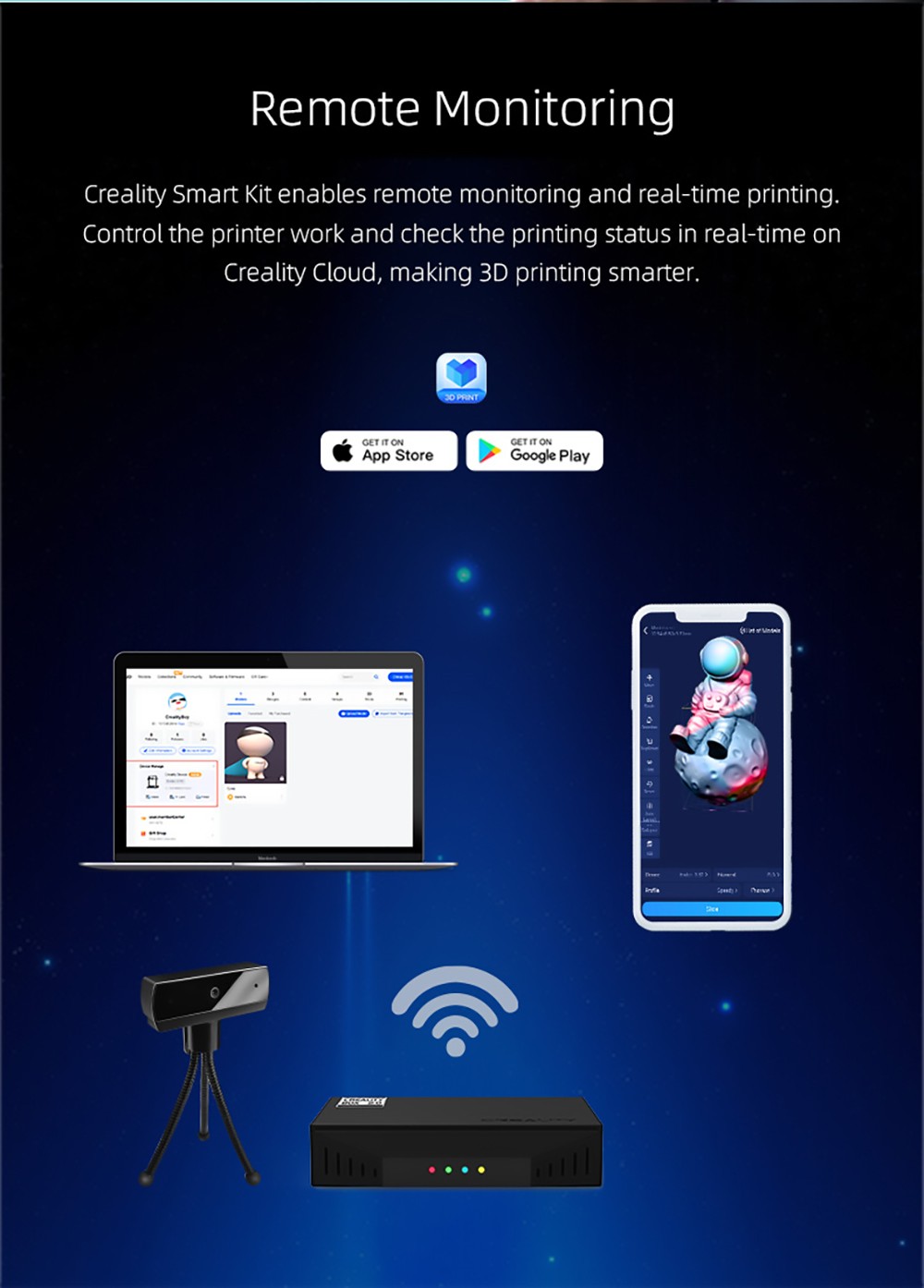 Creality Smart Kit 2.0 with 8G TF Card, Creality WiFi Box 2.0, 1080P Web Camera for Ender-3, Ender-3 Pro, Ender-3 V2