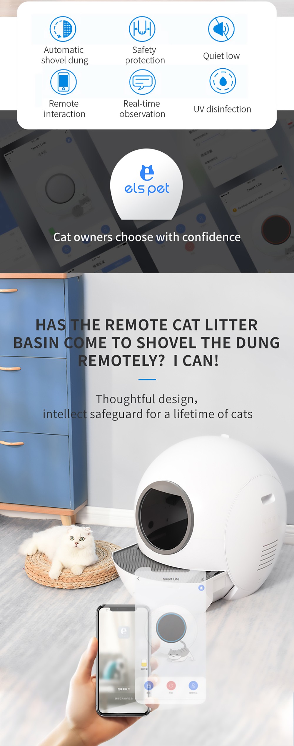 ELS PET Self Cleaning Cat Litter Tray