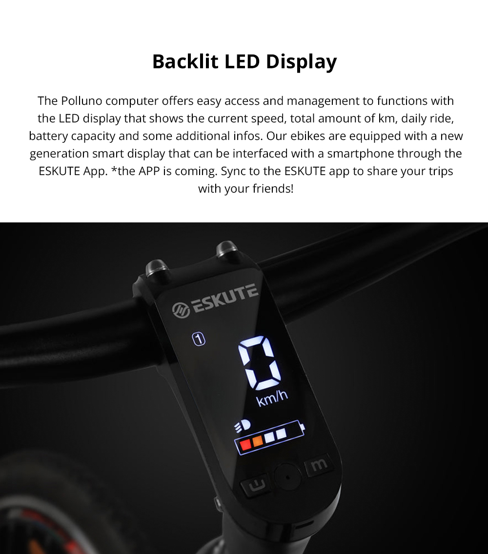 ESKUTE Polluno Electric Bicycle 28 Inch 250W Rear-Hub Motor 25Km/h Max Speed 36V 14.5Ah Battery For 65 Miles Range Urban Bike 17 ESKUTE Polluno Electric Bicycle 250W Rear-hub Motor 14.5Ah Battery for 65 Miles Range Urban Bike