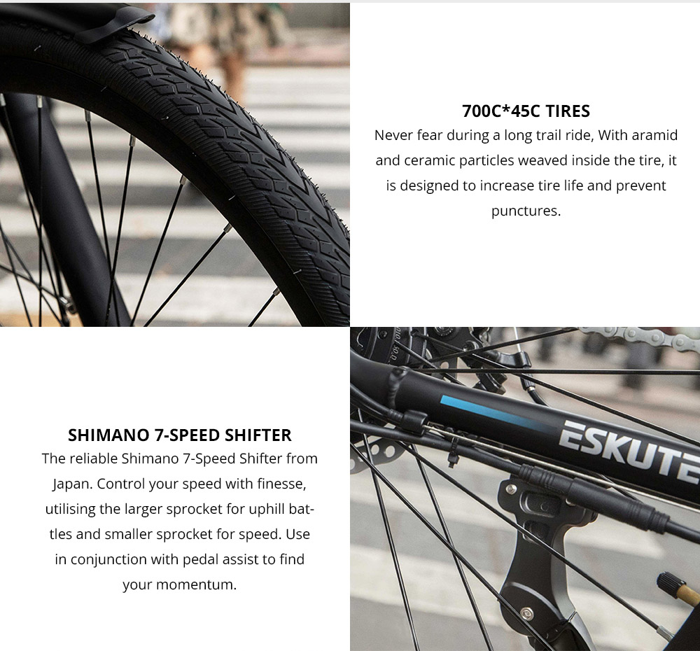 ESKUTE Wayfarer City E-bike Netuno Electric Bicycle 250W Rear-hub Motor 10Ah Battery For 65 Miles Range 18 ESKUTE Wayfarer City E-bike Netuno Electric Bicycle 250W Rear-hub Motor 10Ah Battery for 65 Miles Range