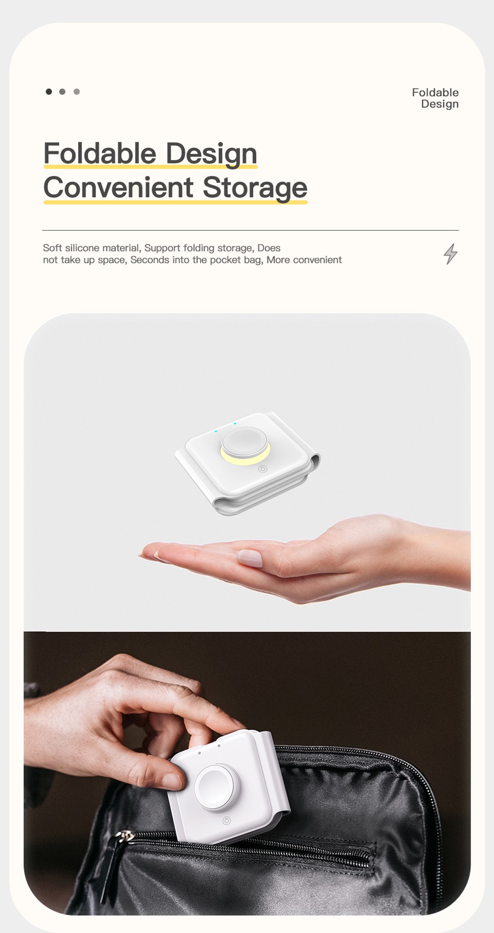 Essager 15W 3-in-1 Silicone Foldable Magnetic Wireless Charger, Step-less Dimming Night Light, Portable Phone Holder