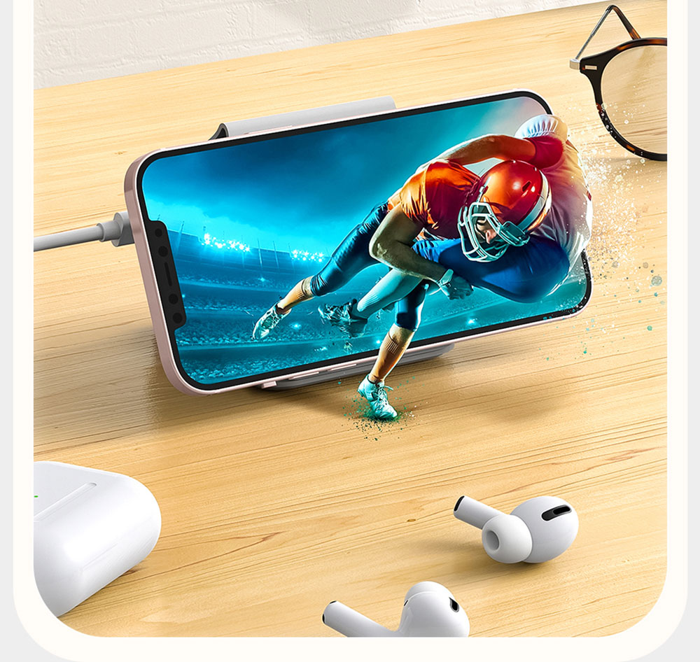 Essager 15W 3-in-1 Silicone Foldable Magnetic Wireless Charger, Step-less Dimming Night Light, Portable Phone Holder