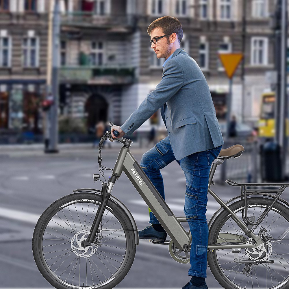 FAFREES F26 Pro 26'' Step-through City E-Bike 25 Km/h 250W Motor 36V 10Ah Zabudovaná odnímateľná batéria, Shimano 7 Speed - Golden