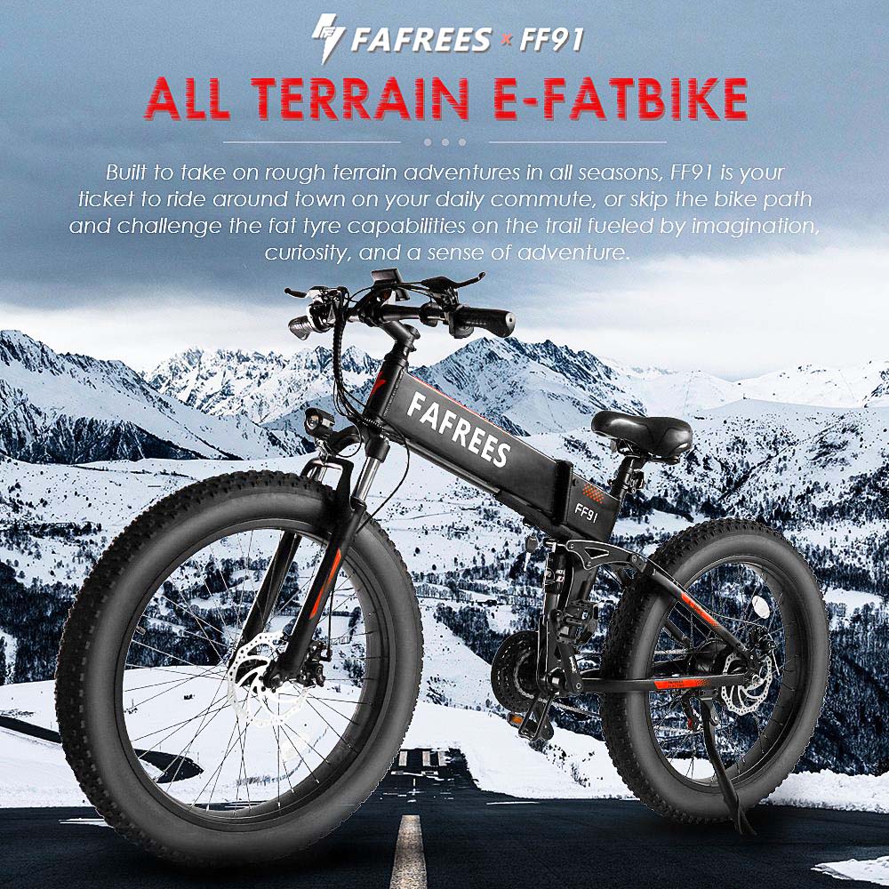FAFREES FF91 1000W Motor 26 Inch Fat Tire Electric Bike 48V 10Ah Battery Folding Mountain Bike