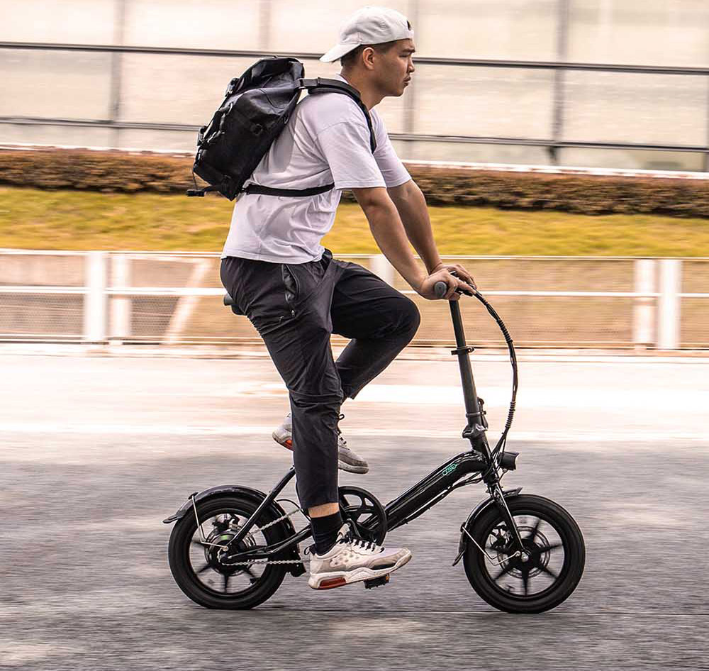 FIIDO D3 Pro Folding Electric Moped Bike 14'' City Bicycle Commuter Bike Max 25km/h Three 7.5Ah Lithium Battery - White