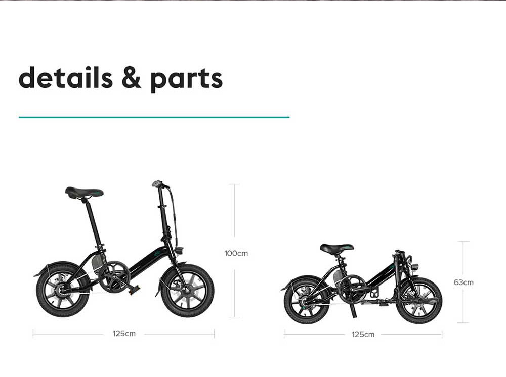 FIIDO D3 Pro Folding Electric Moped Bike 14'' City Bicycle Commuter Bike Max 25km/h Three 7.5Ah Lithium Battery - White