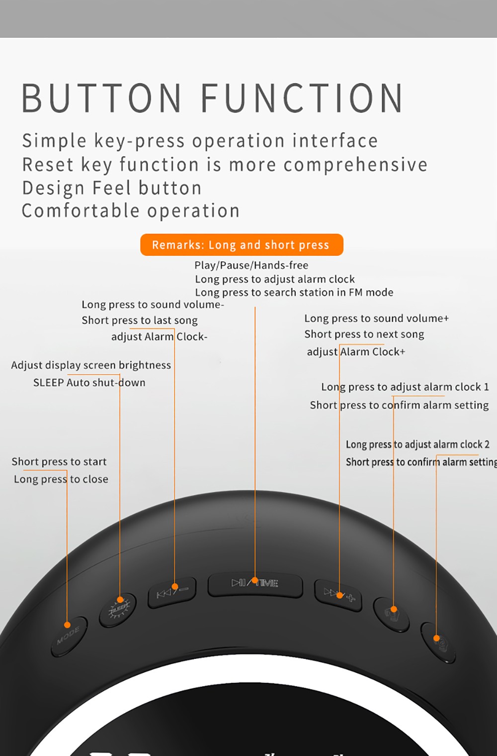 GREEN TIME X10 Bluetooth Alarm Clock Speaker White