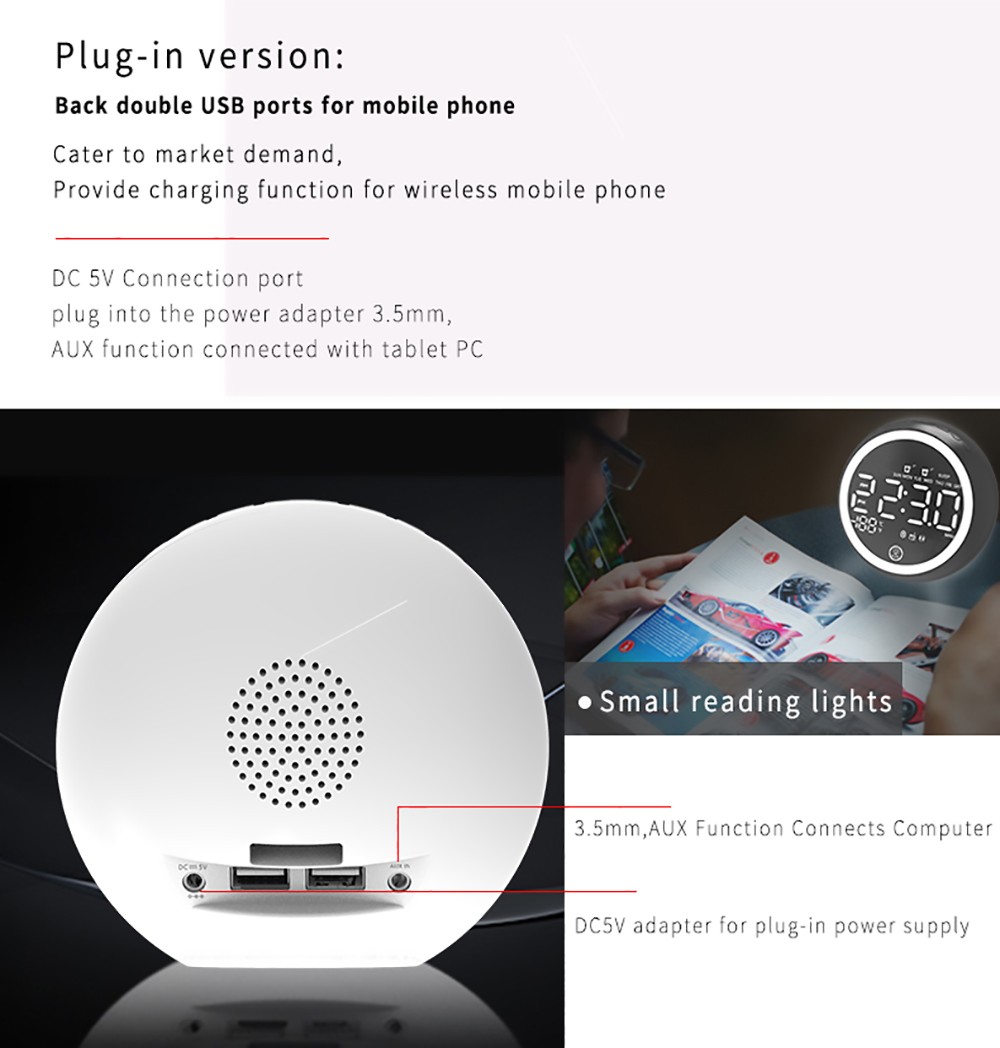 GREEN TIME X10 Bluetooth Alarm Clock Speaker White