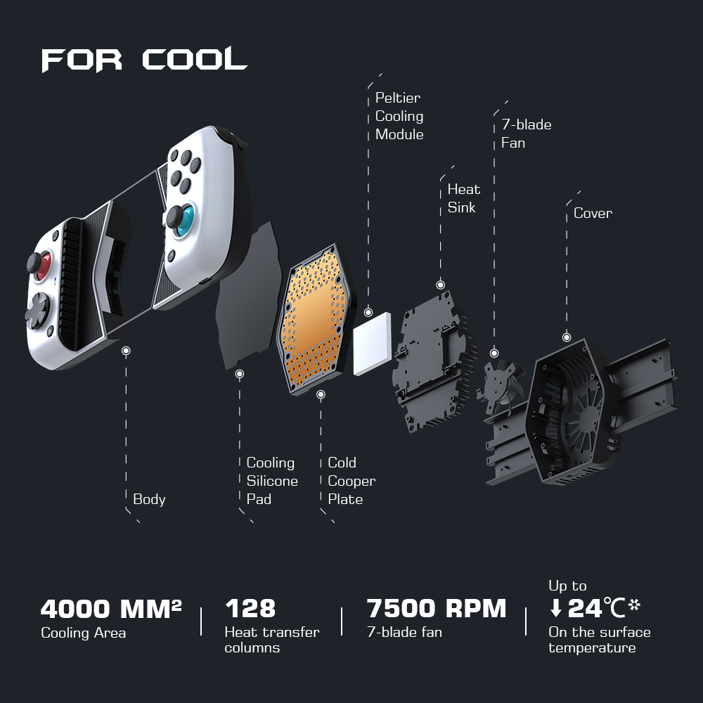 GameSir X3 Type-C Game Controller & Cooler with 4000 mm² Cooling Area, RGB Backlight, Compatible with Android 9