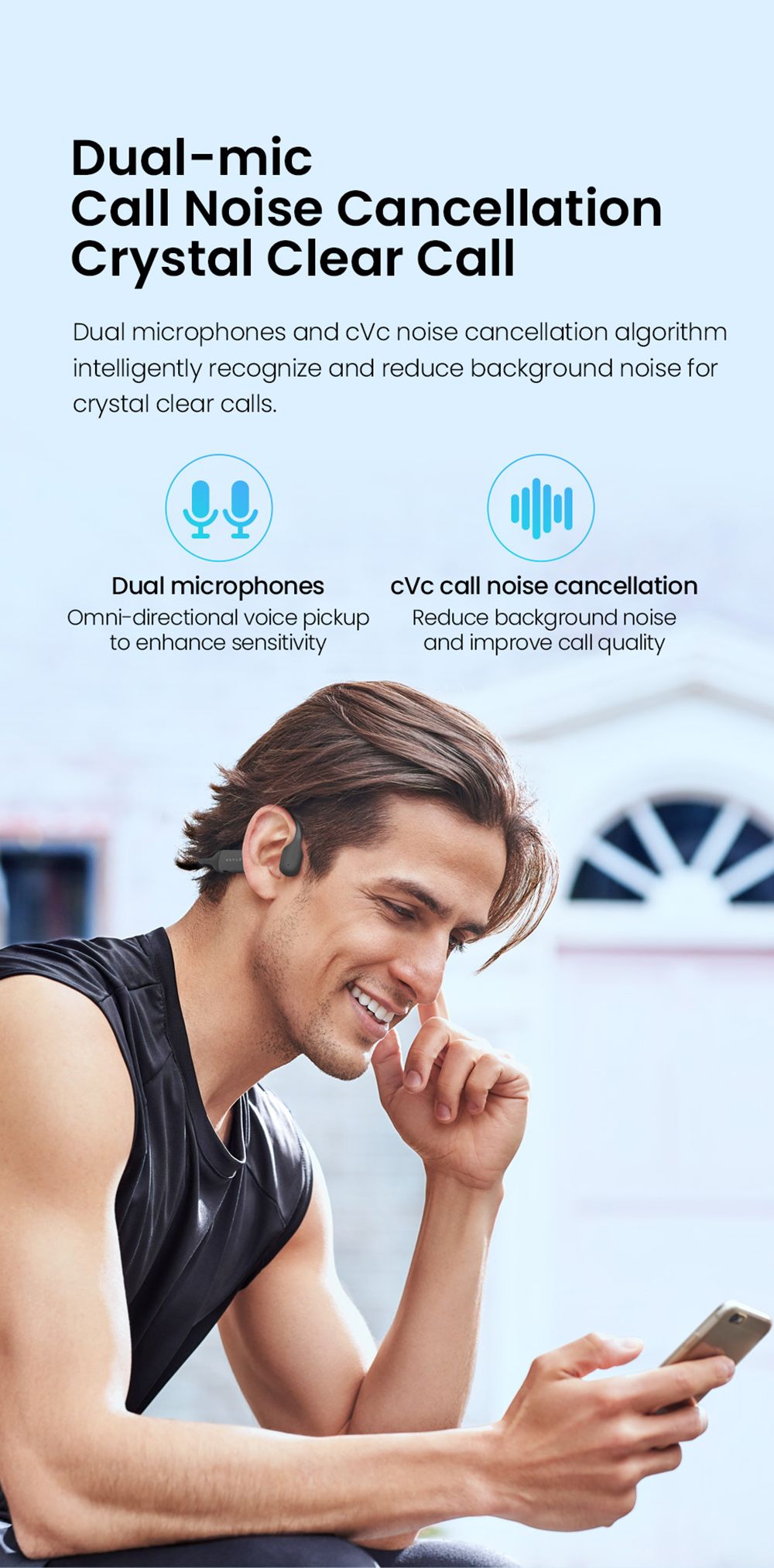 HAYLOU PurFree (BC01) Bone Conduction Headphones Qualcomm 3044 Bluetooth 5.2 Wireless Earphones IP67 Waterproof