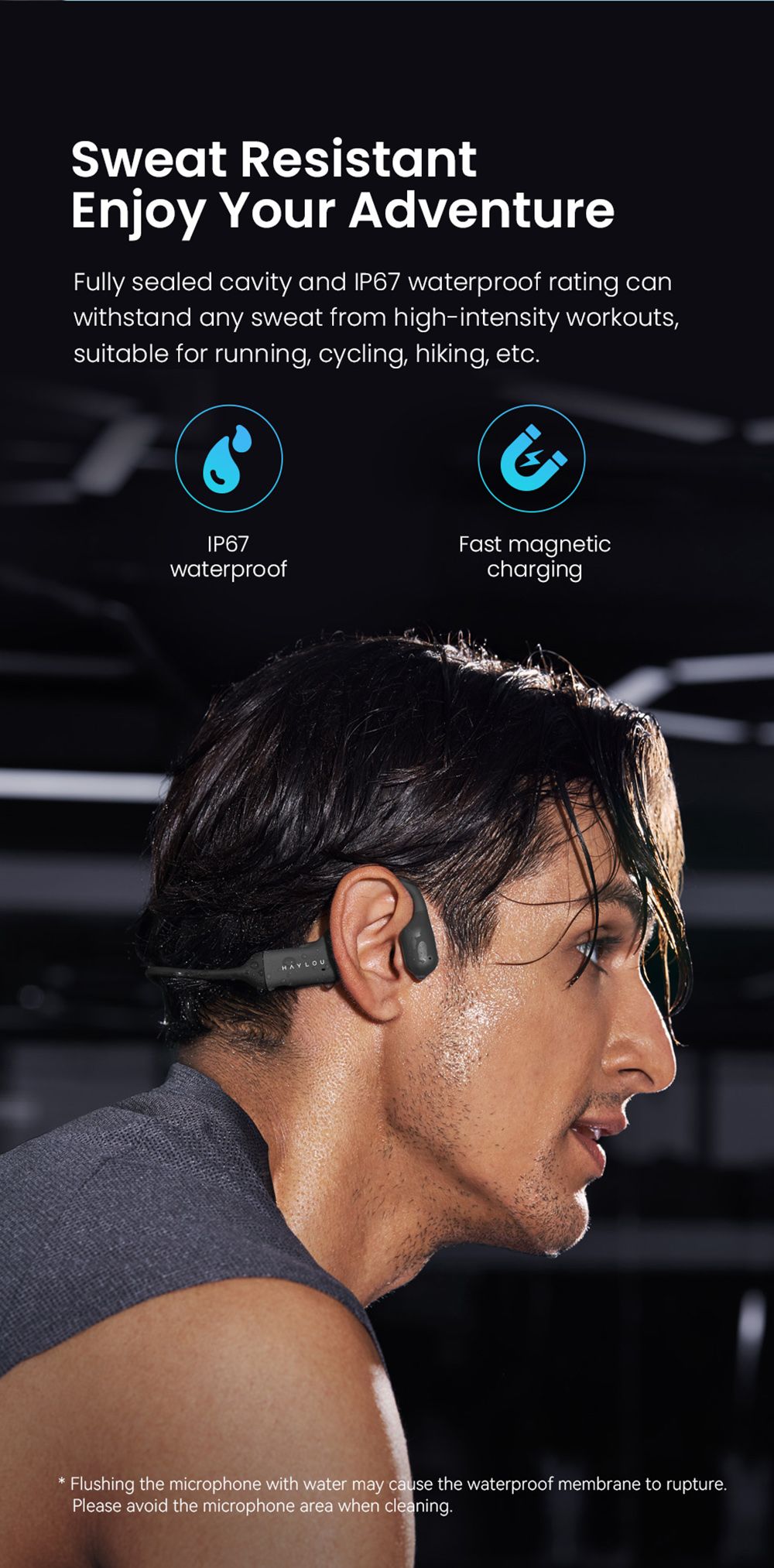 HAYLOU PurFree (BC01) Bone Conduction Headphones Qualcomm 3044 Bluetooth 5.2 Wireless Earphones IP67 Waterproof