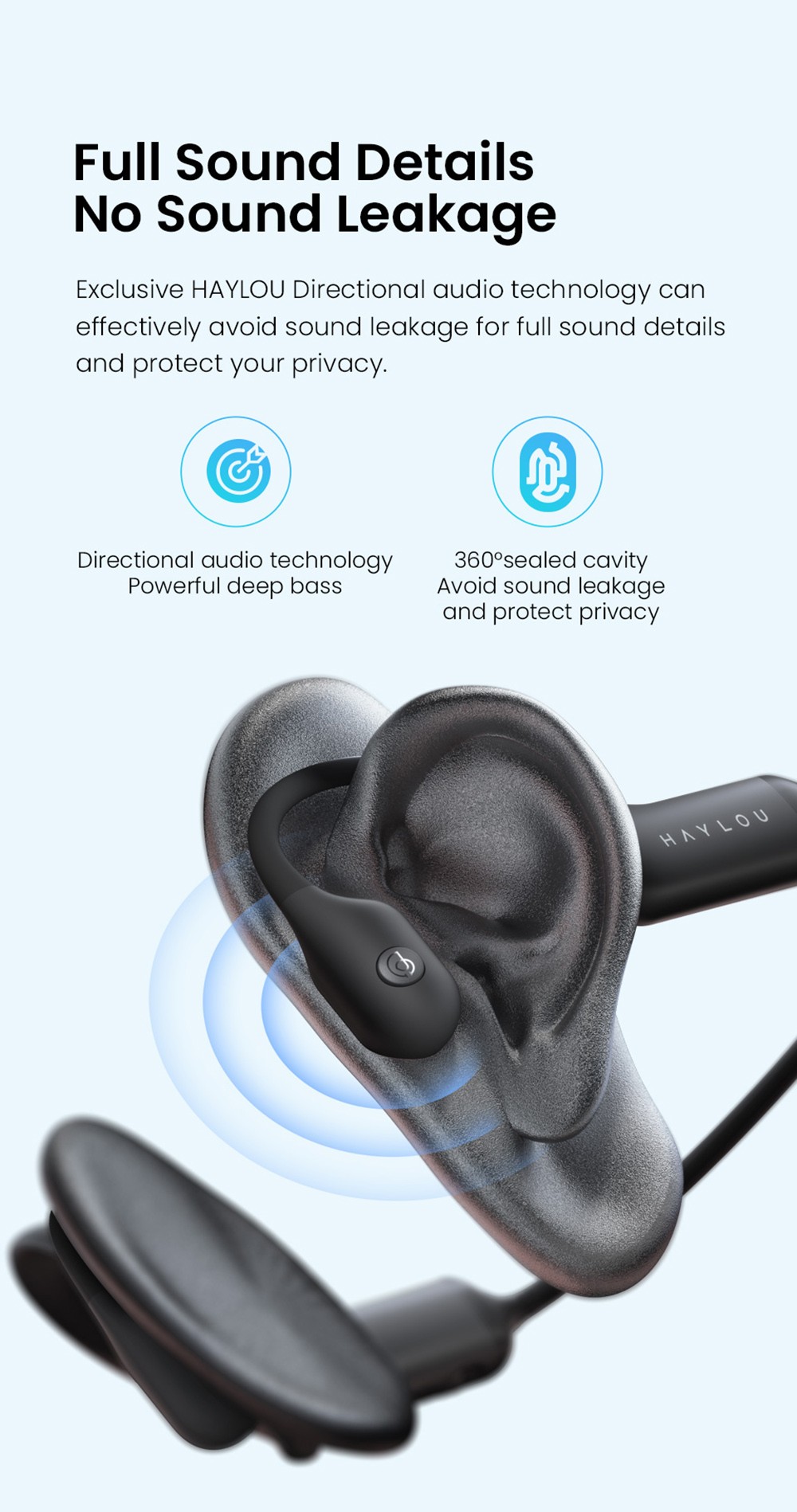 HAYLOU PurFree (BC01) Bone Conduction Headphones Qualcomm 3044 Bluetooth 5.2 Wireless Earphones IP67 Waterproof