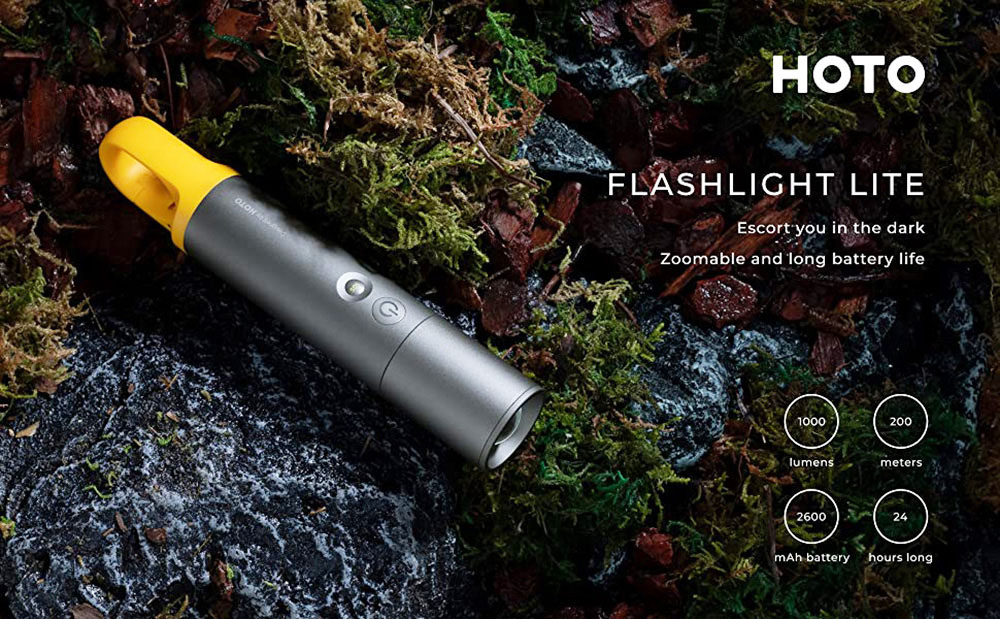 HOTO LED Flashlight Rechargeable, Handheld Zoomable Tactical Flashlight, 1000 Lumens 5 Modes, USB-C Charging Flash Light