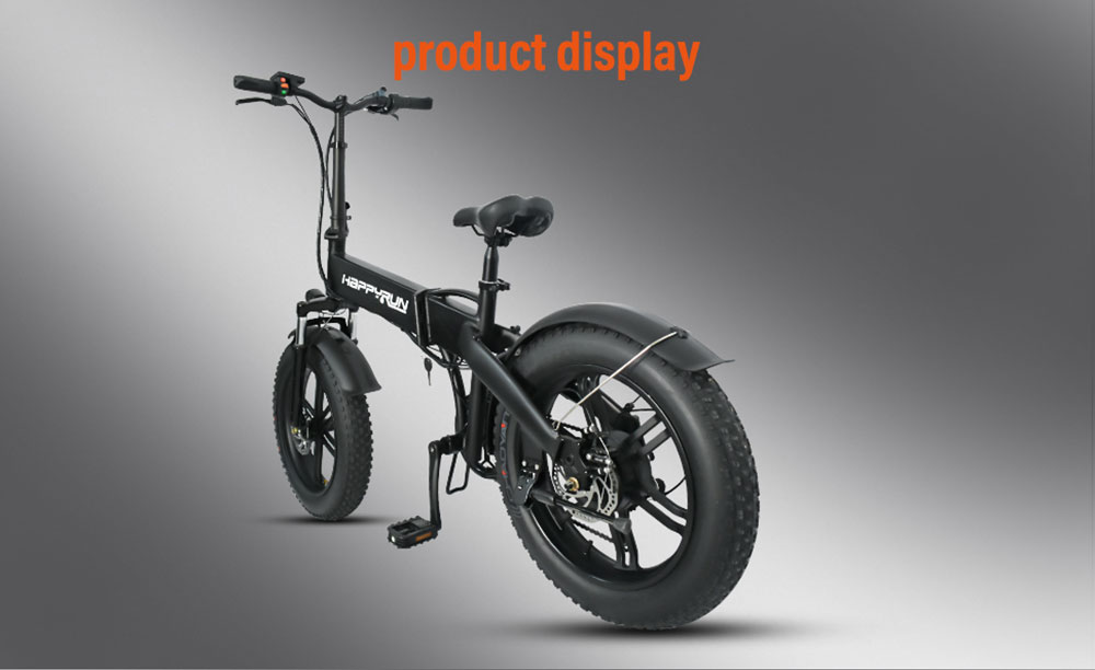 Happyrun HR-2006 Electric Folding Bike 350W Motor 36V 10Ah Battery 20''x4 Snow Tires 50km Range 25km/h Max Speed Black