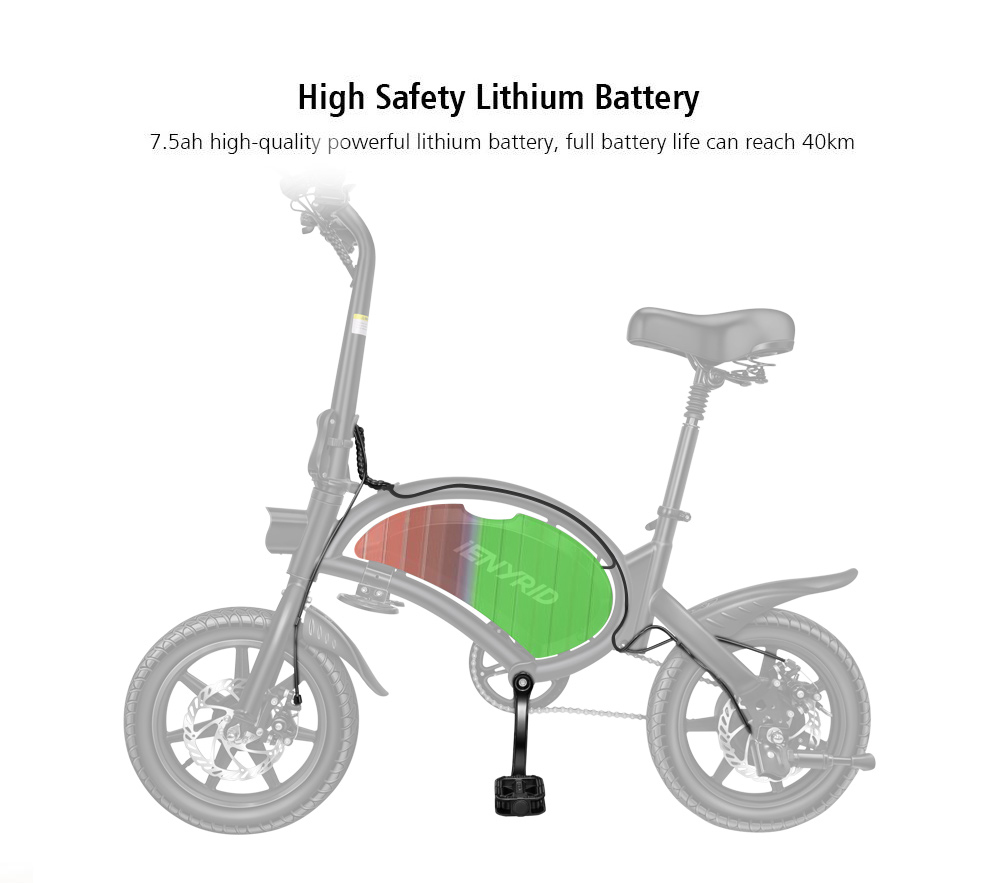 IENYRID B2 Folding E-bike 400W Motor 48V 7.5Ah Battery 14'' Pneumatic Tire 45km/h Max Speed Black