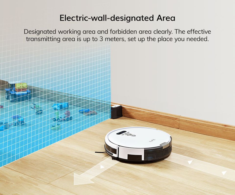 ILIFE V8 Plus Robot Vacuum Cleaner, 1000Pa Suction Wet Mopping, 750ml Large Dustbin, Auto Obstacle Avoidance - EU Plug