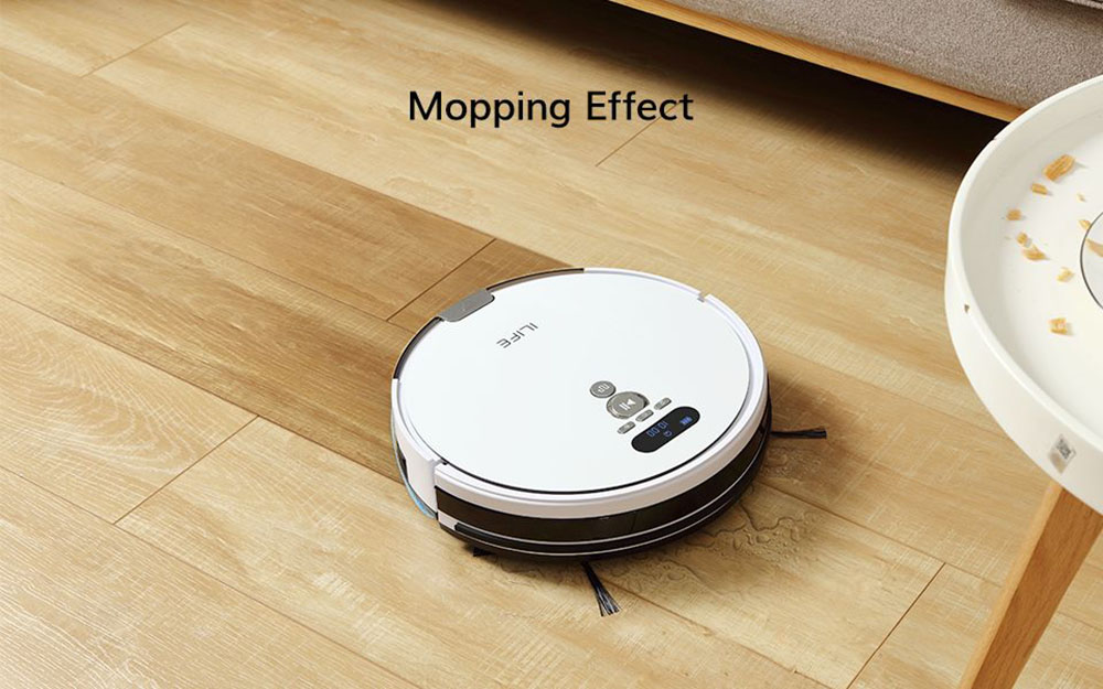 ILIFE V8 Plus Robot Vacuum Cleaner, 1000Pa Suction Wet Mopping, 750ml Large Dustbin, Auto Obstacle Avoidance - US Plug