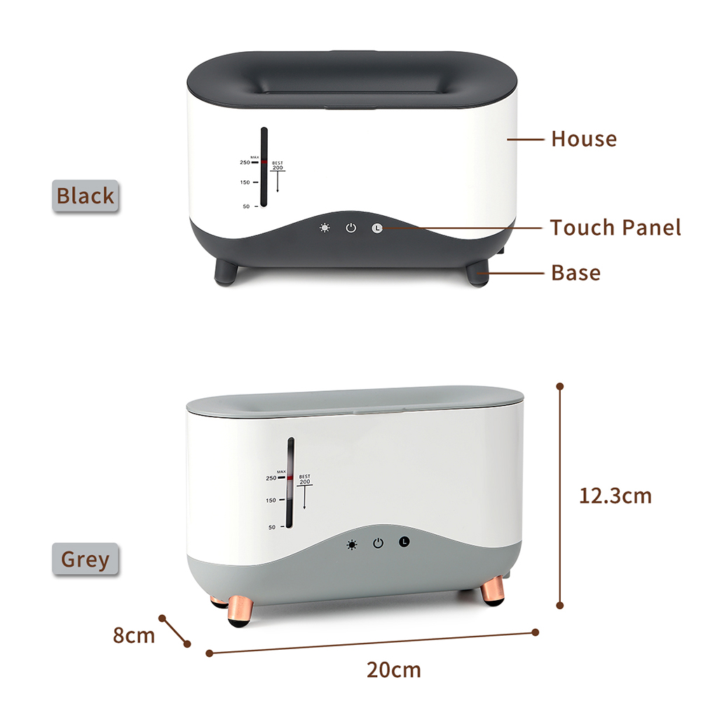 J2 Colorful Flame Diffuser with 3D Dynamic Mist, 250ml Ultrasonic for 12 Hours Working Time Auto-off Night Lamp Function