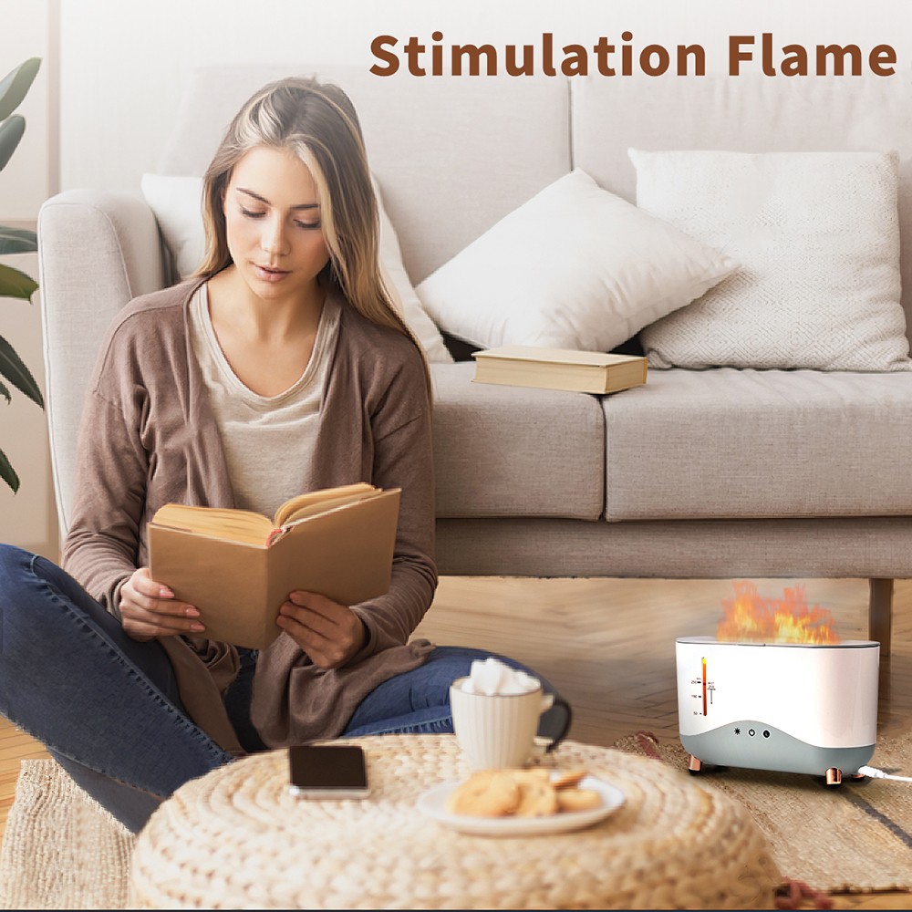 J2 Colorful Flame Diffuser with 3D Dynamic Mist, 250ml Ultrasonic for 12 Hours Working Time Auto-off Night Lamp Function