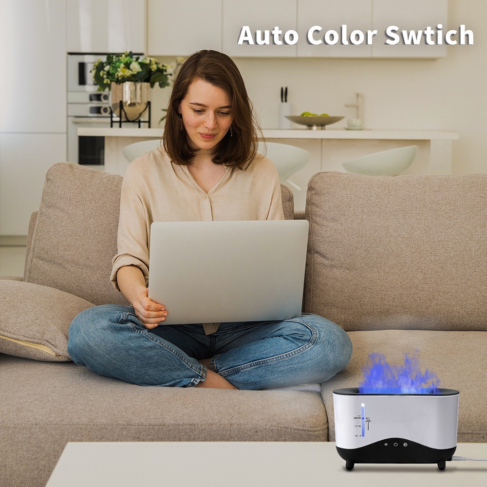 J2 Colorful Flame Diffuser with 3D Dynamic Mist, 250ml Ultrasonic for 12 Hours Working Time Auto-off Night Lamp Function