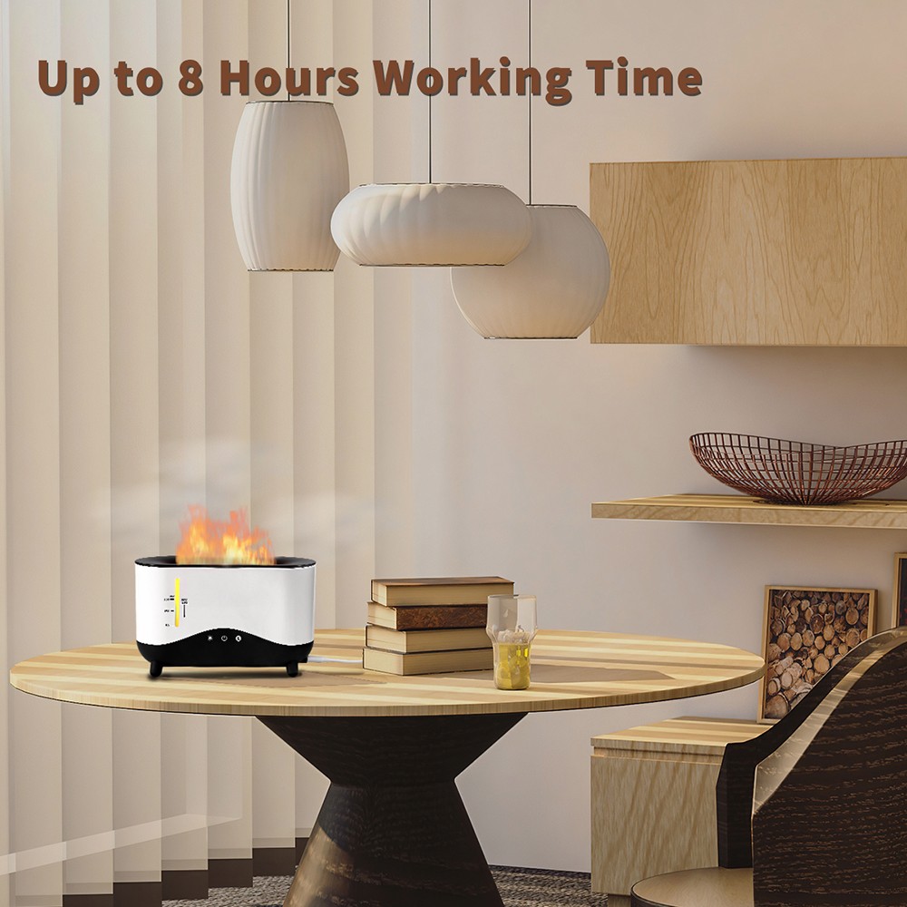 J2 Colorful Flame Diffuser with 3D Dynamic Mist, 250ml Ultrasonic for 12 Hours Working Time Auto-off Night Lamp Function