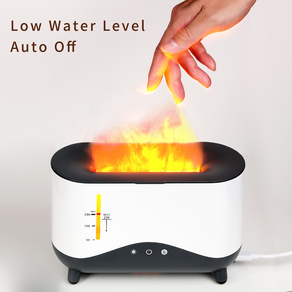 J2 Colorful Flame Diffuser with 3D Dynamic Mist, 250ml Ultrasonic for 12 Hours Working Time Auto-off Night Lamp Function