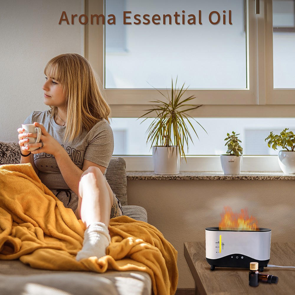 J2 Colorful Flame Diffuser with 3D Dynamic Mist, 250ml Ultrasonic for 12 Hours Working Time Auto-off Night Lamp Function