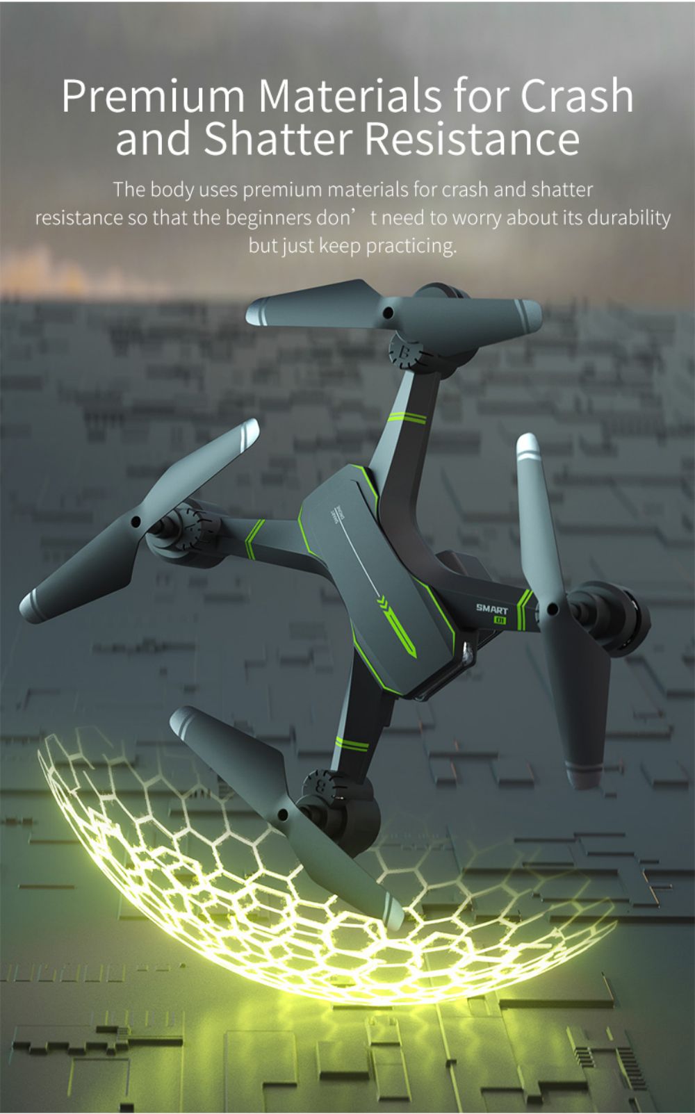 JJRC H105 2.4G RC Drone Airborne Gyro Rotation Quadcopter RTF 3 Advanced Training Mode for Beginner - Green 1 Battery