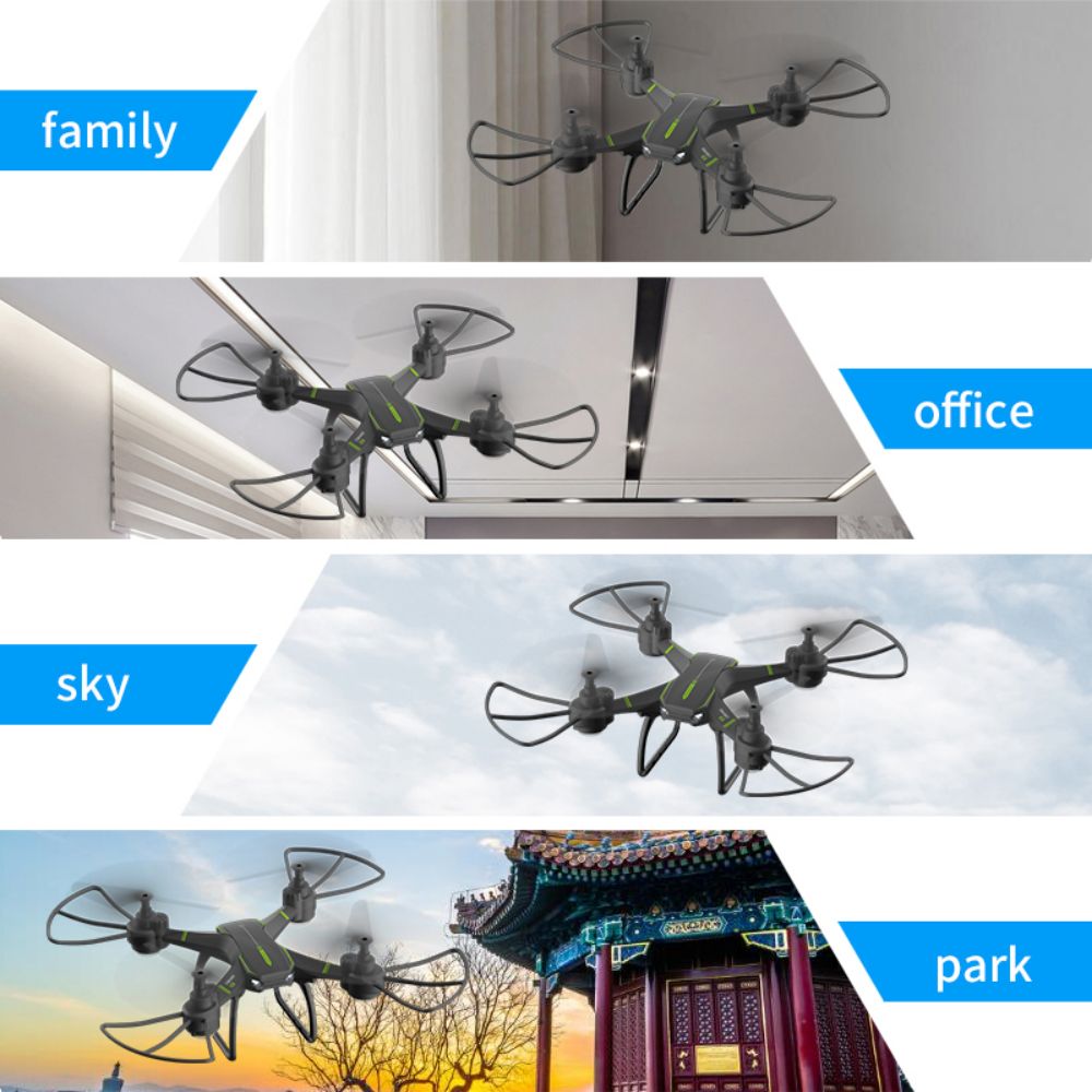 JJRC H105 2.4G RC Drone with Camera Airborne Gyro Rotation Quadcopter RTF 3 Advanced Training Mode for Beginner - Green 2 Batteries