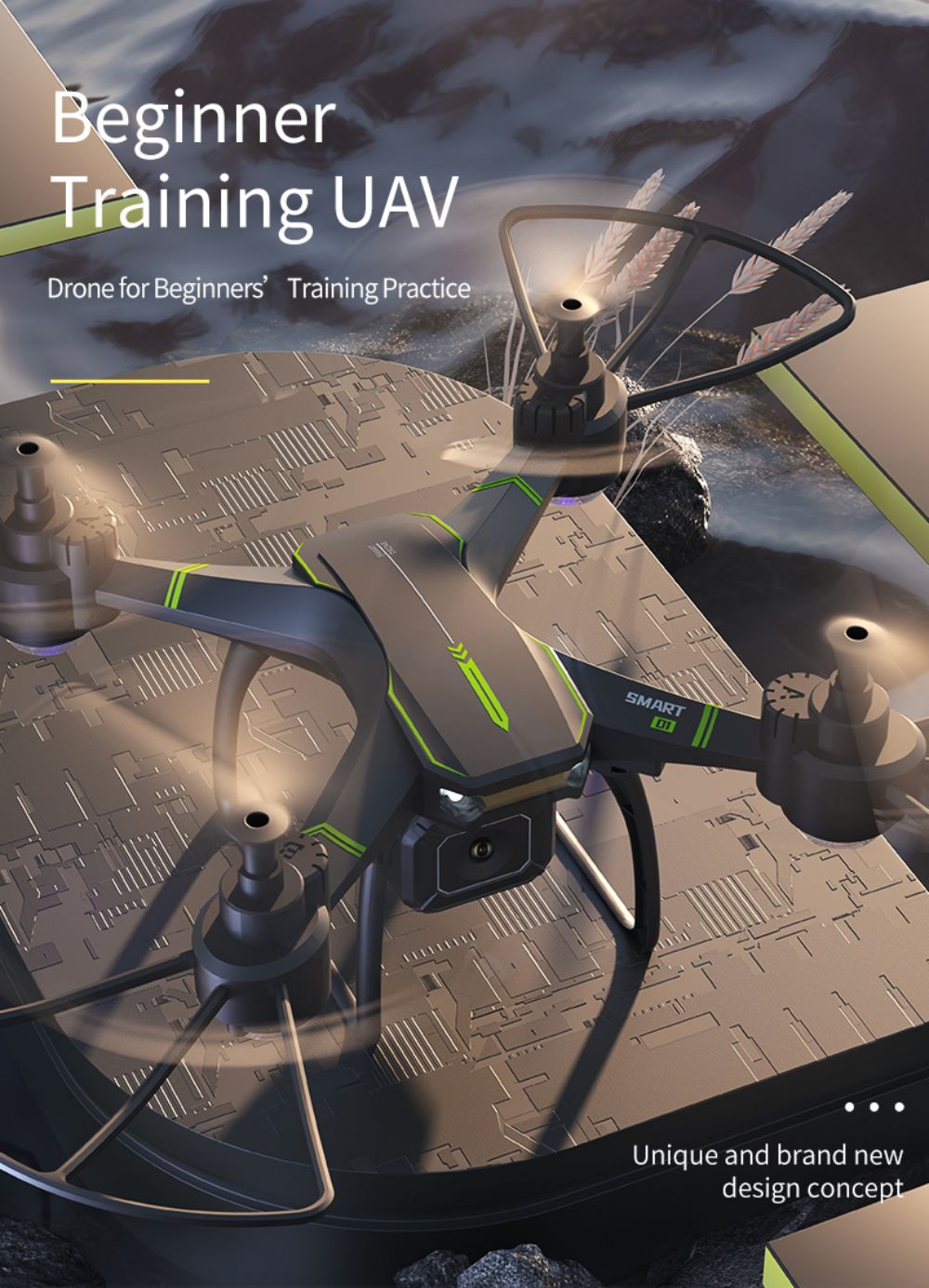 JJRC H105 2.4G RC Drone Airborne Gyro Rotation Quadcopter RTF 3 Advanced Training Mode for Beginner - Green 3 Batteries