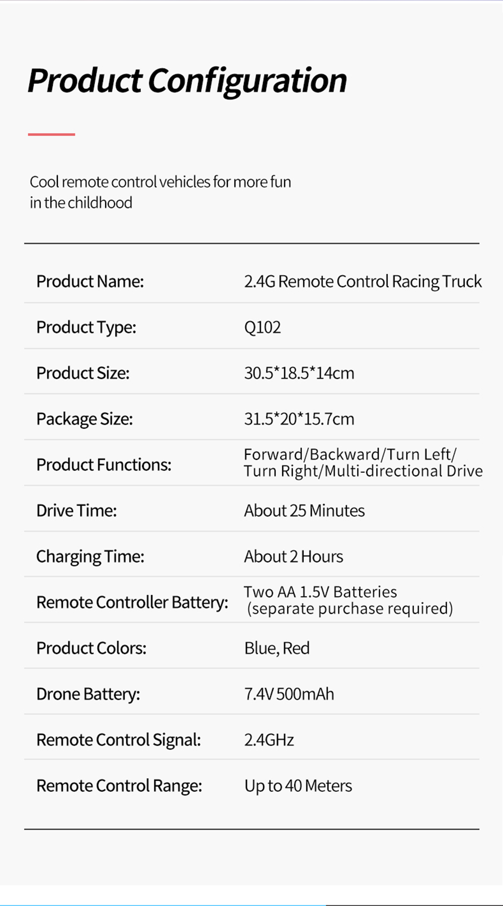 JJRC Q102 1/14 2.4G Racing RC Car 20km/h Max Speed 25 Mins Using Time RC Toy - Red