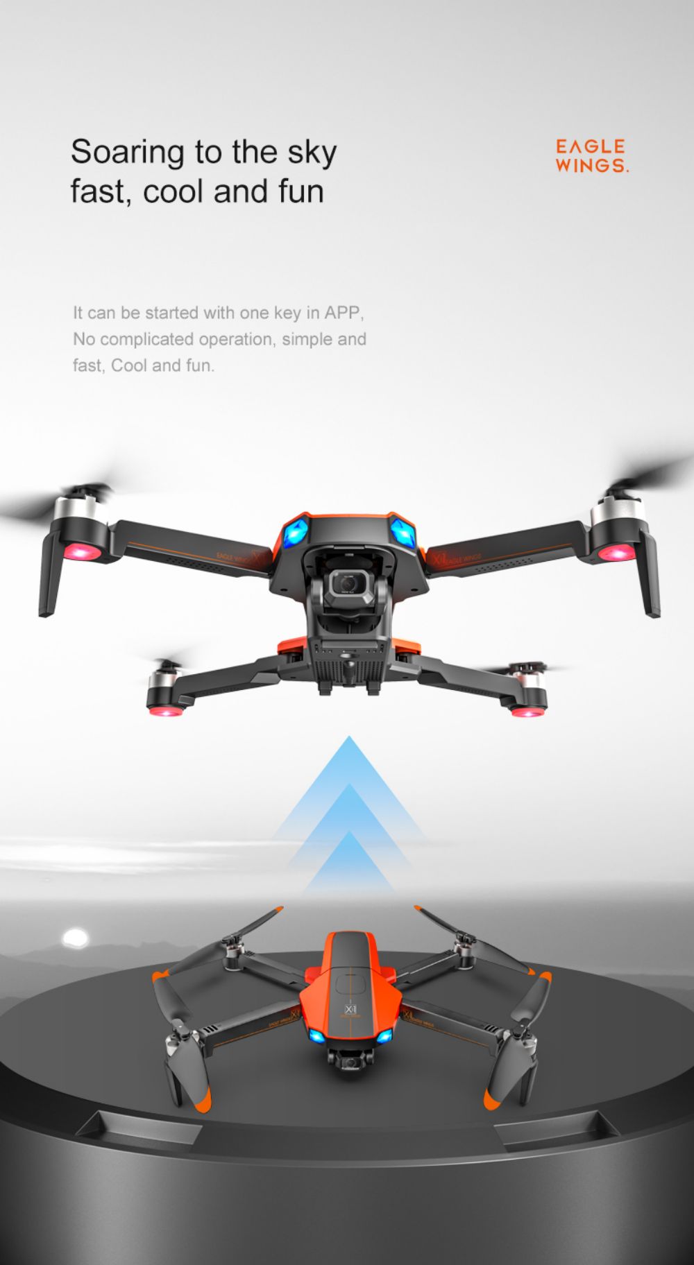 JJRC X22 GPS 5G WiFi FPV RC Drone 1080P HD Camera Obstacle Avoidance 3-Axis Gimbal Black & Orange 3 Batteries