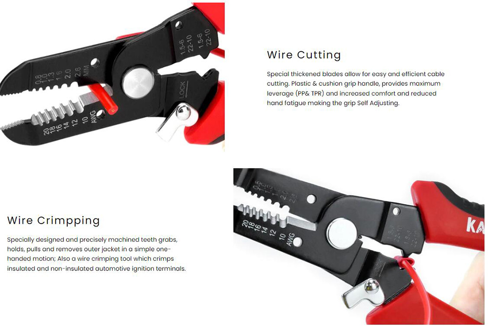 KAIWEETS KWS-101 4 in 1 Wire Stripper, 10-20AWG Wire Stripping Range, Cable Wire Cutter Crimping Stripping Tool