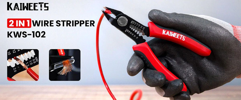 KAIWEETS KWS-102 2 in 1 Wire Cutters, 6-inch Flush Pliers Wire Stripping Cable Tool with TPR Handle