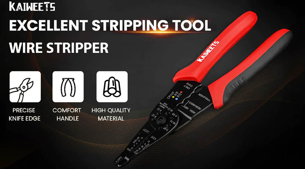KAIWEETS KWS-105 5 in 1 Wire Stripping Tool, Terminal Crimping, Electrical Wire Pliers with Screw Cutter
