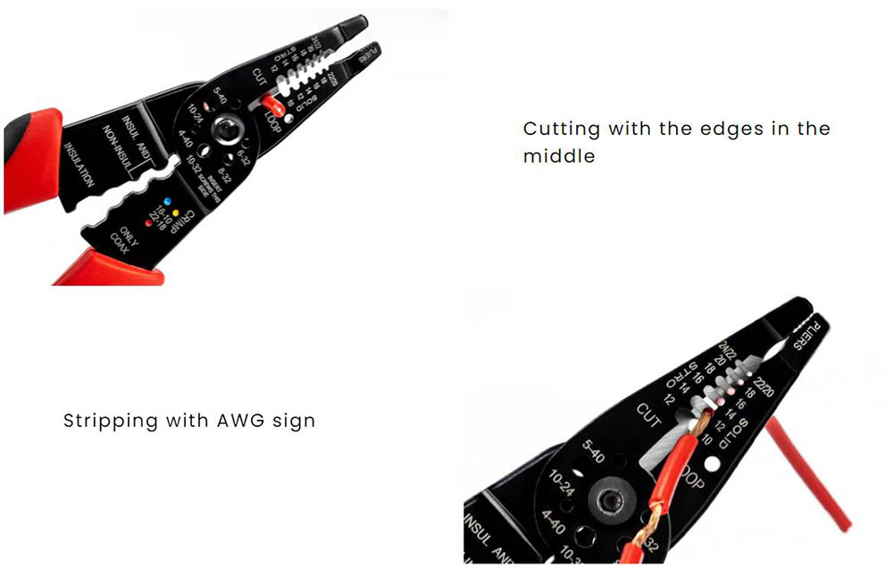 KAIWEETS KWS-105 5 in 1 Wire Stripping Tool, Terminal Crimping, Electrical Wire Pliers with Screw Cutter