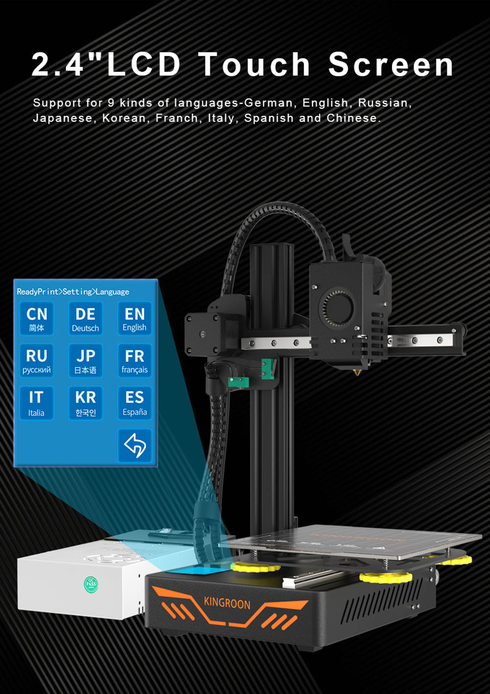 KINGROON KP3S 3D Printer, Aluminum Double Linear Guide Rails Double Cooling Fans, Printing Space 180x180x180mm - US Plug