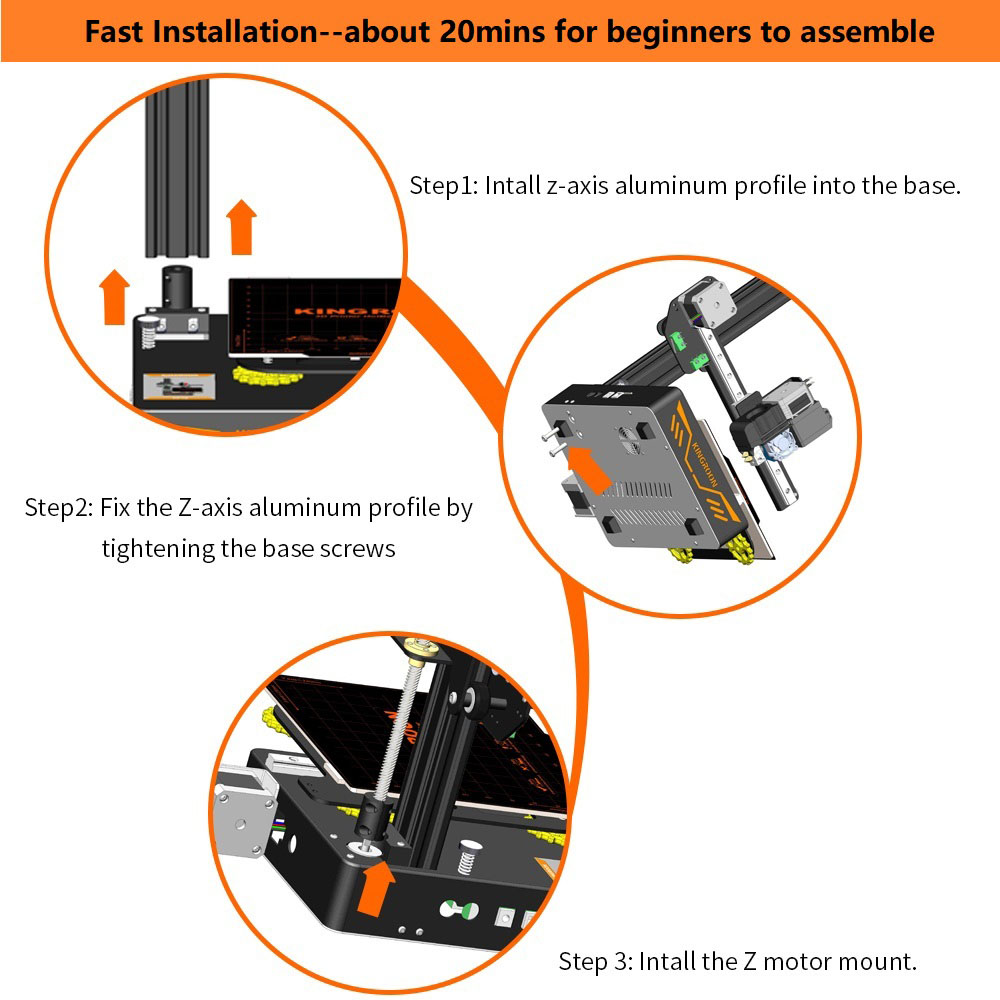 KINGROON KP3S 3D Printer, Aluminum Double Linear Guide Rails Double Cooling Fans, Printing Space 180x180x180mm - US Plug