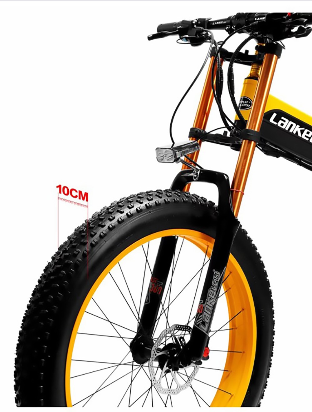 LANKELEISI T750 Plus Big Fork Electric Bike 48V 1000W Motor 14.5Ah Battery 26*4.0'' Fat Tire - Yellow