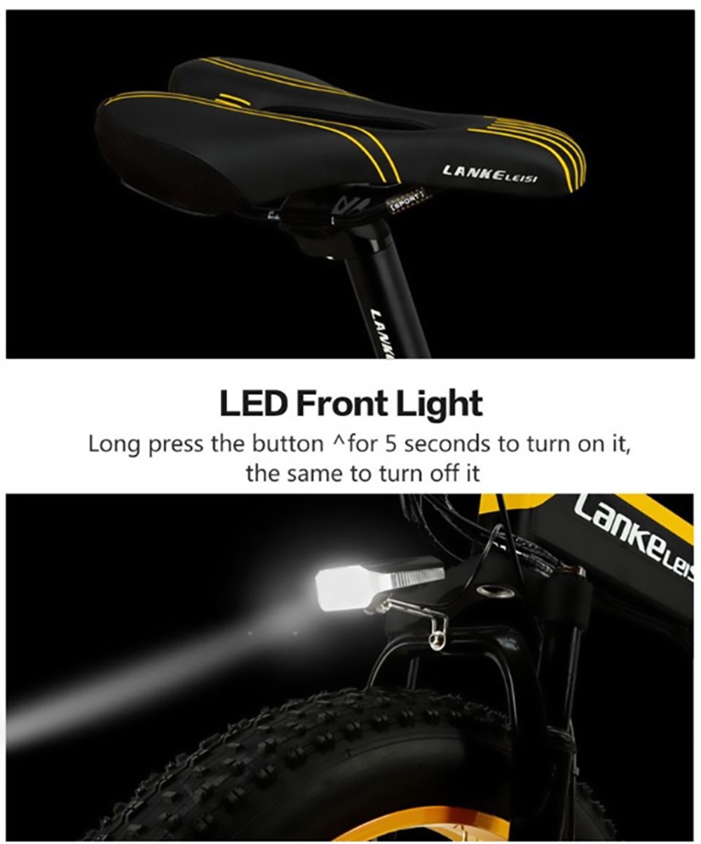 LANKELEISI T750 Plus Big Fork Electric Bike 48V 1000W Motor 17.5Ah Battery 26*4.0'' Fat Tire - Green