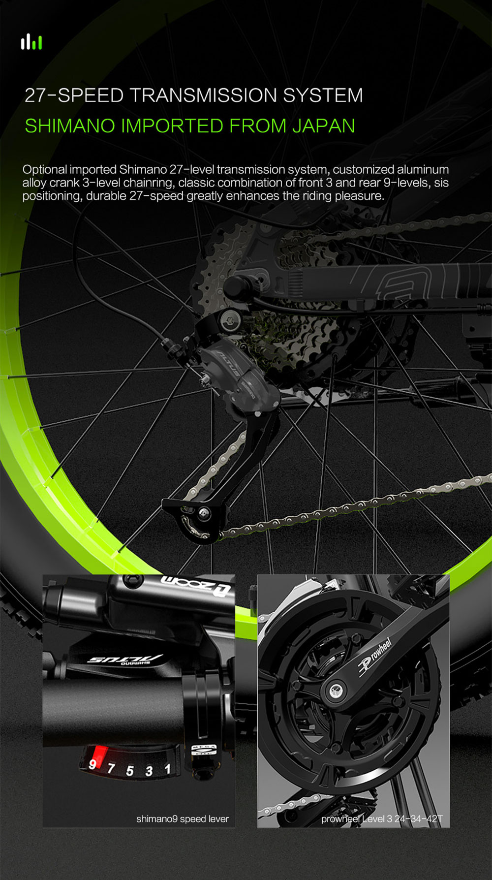 LANKELEISI T750 Plus Big Fork Electric Bike 26*4.0 Inch Fat Tire 1000W Motor 40Km/h Max Speed 48V 17.5Ah Battery 100KM Range Shimano 27-Speed 180KG Max Load - Yellow 17 LANKELEISI T750 Plus Big Fork Electric Bike 48V 1000W Motor 17.5Ah Battery 26*4.0'' Fat Tire - Yellow